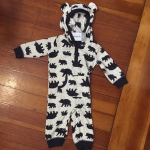 Carter's One Pieces - Hooded fleece one piece romper Carter's One Pieces - Hooded fleece one piece romper